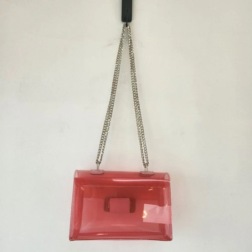 Barbiecore Pink Acrylic Purse Baguette Minibag Metal Chain Handle